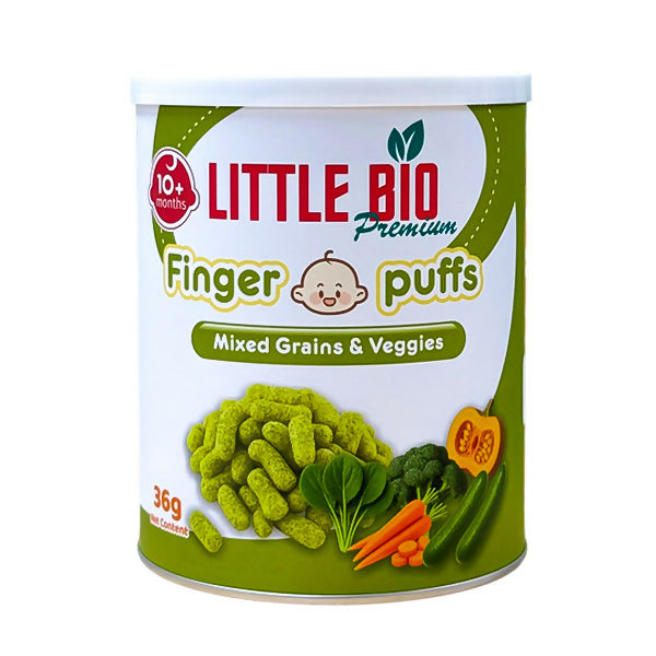 នំកំប៉ុង Little Bio Baby Finger Puffs Mixed Grains & Veggies 36g 10m+