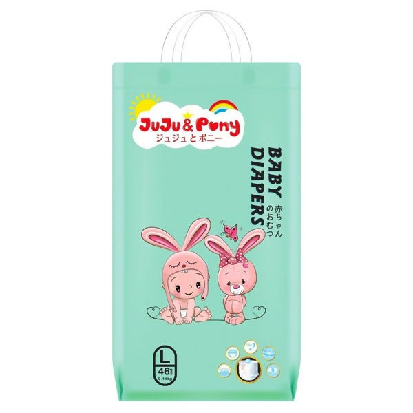 ខោទឹកនោម JUJU & Pony Baby Diapers L46pcs 9 - 14kg - ខោទឹកនោម (Diapers)