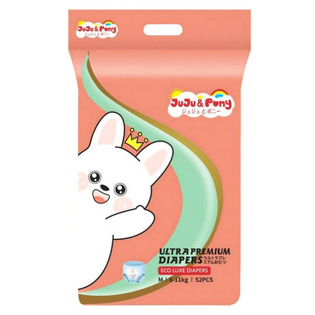 ខោទឹកនោម JuJu & Pony Ultra Premium Diapers M 6-11kg 52pcs - ខោទឹកនោម (Diapers)