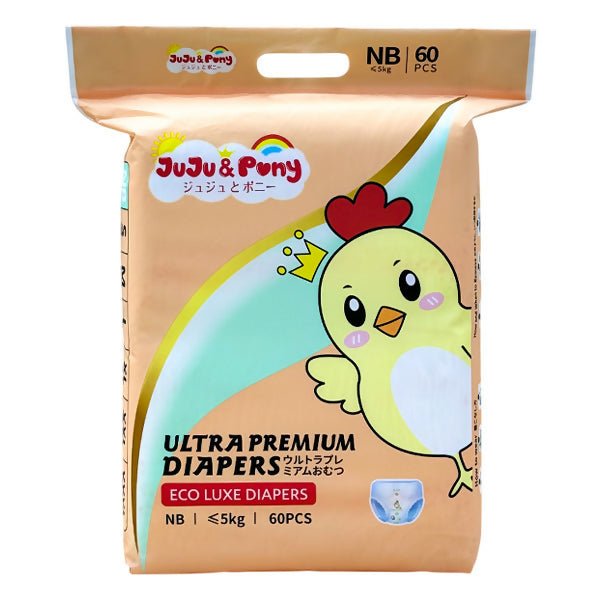 ខោទឹកនោម JuJu & Pony Ultra Premium Diapers NB 5kg 60pcs - ខោទឹកនោម (Diapers)