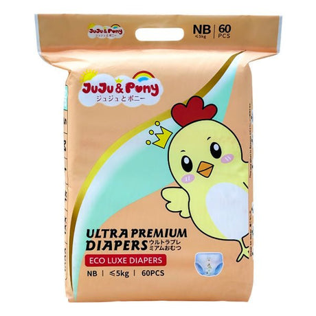 ខោទឹកនោម JuJu & Pony Ultra Premium Diapers NB 5kg 60pcs - ខោទឹកនោម (Diapers)