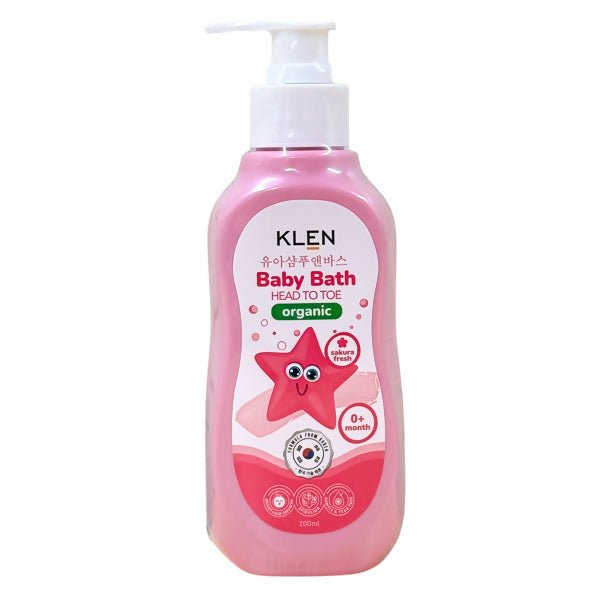 សាប៊ូកក់ដុស Klen Baby Bath Head To Toe Organic Sakura Fresh 200ml - សាប៊ូកក់ ដុសកូនក្មេង (Baby Shampoo Body Wash)