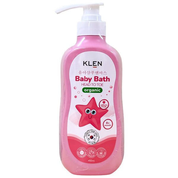 សាប៊ូកក់ដុស Klen Baby Bath Head To Toe Organic Sakura Fresh 450ml - សាប៊ូកក់ ដុសកូនក្មេង (Baby Shampoo Body Wash)