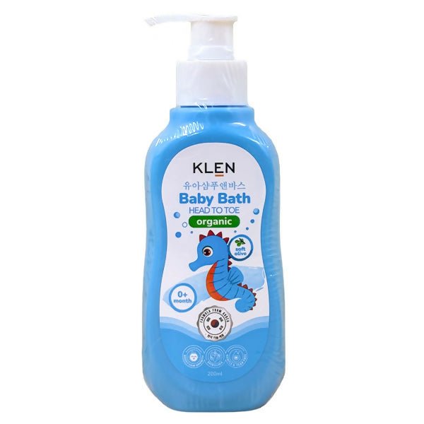 សាប៊ូកក់ដុស Klen Baby Bath Head To Toe Organic Soft Olive 200ml - សាប៊ូកក់ ដុសកូនក្មេង (Baby Shampoo Body Wash)