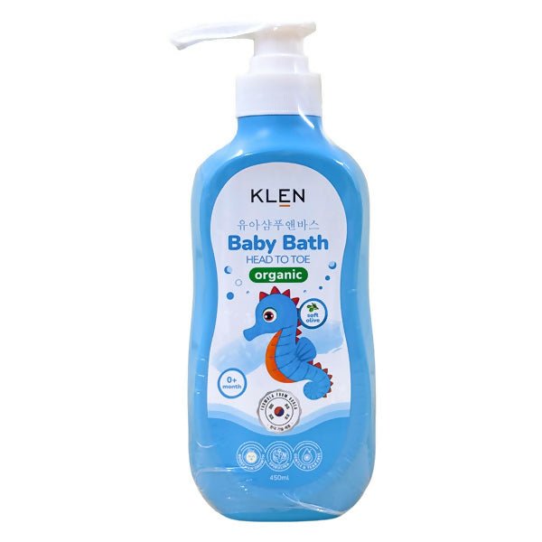 សាប៊ូកក់ដុស Klen Baby Bath Head To Toe Organic Soft Olive 450ml - សាប៊ូកក់ ដុសកូនក្មេង (Baby Shampoo Body Wash)