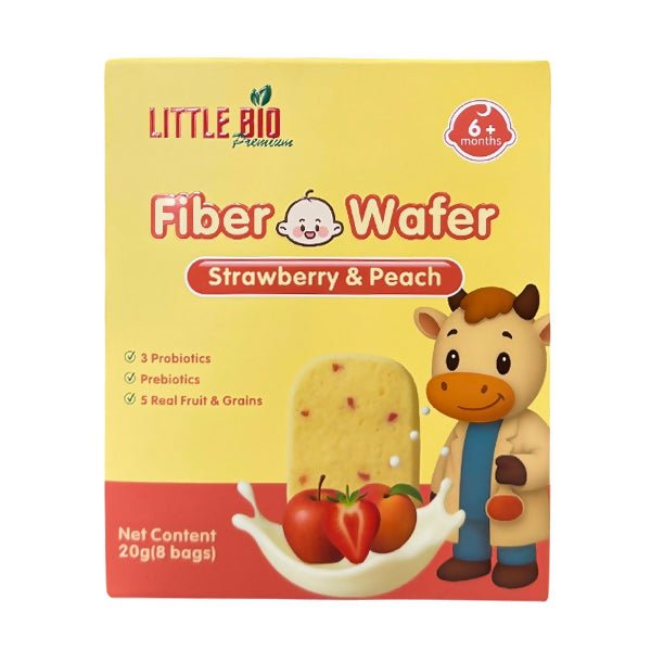 នំប្រអប់ Little Bio Fiber Water Strawberry & Peach 6m+ - នំកូនក្មេង (Baby Cakes)