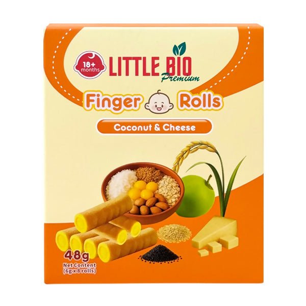 នំប្រអប់ Little Bio Finger Rolls Coconut & Cheese 18m+ - នំកូនក្មេង (Baby Cakes)