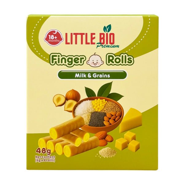 នំក្មេង Little Bio Finger Rolls-Milk & Grains 48g - នំកូនក្មេង (Baby Cakes)