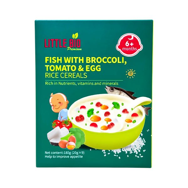 បបរម្សៅ Little Bio Fish With Broccoli, Tomato & Egg Rice Cereals 250g (6m+) - អាហារក្មេង (Baby Food)