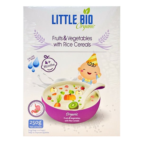បបរម្សៅ Little Bio Fruits & Vegetables With Rice Cereals 250g 4m+ - ម្សៅបបរ (Porridge Powder)
