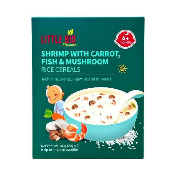 បបរម្សៅ Little Bio Shrimp With Carrot , Fish & Mushroom Rice Cereals 250g (6m+) - អាហារក្មេង (Baby Food)