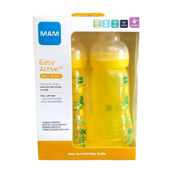 ដបទឹកដោះគោ MAM Easy Active Feeding Bottle Yellow 4m+ 330ml/11oz - ដបដោះគោ ដបទឹក & ក្បាលប្តូរ (Milk Bottle Water Bottle & Changing Pads)