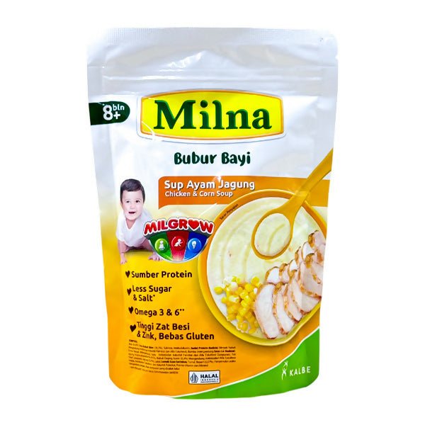 ម្សៅបបរក្មេង Milna Baby Cereal Chicken Soup & Sweet Corn (8m+) - អាហារក្មេង (Baby Food)