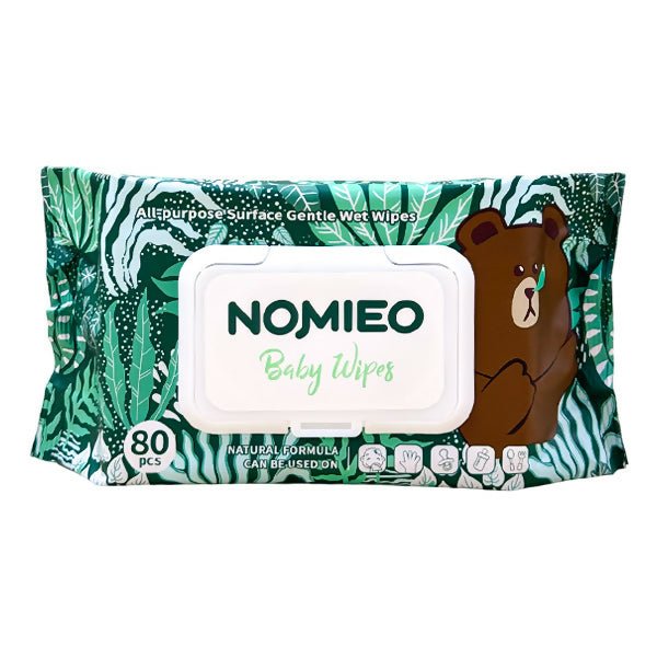 ក្រដាសសើម Nomieo Baby Wipes 80pcs - កន្សែងសើម ក្រដាសស្ងួត និងសំឡីត្បាលត្រចៀក (Wet Wipes, Dry Paper & Earwax)