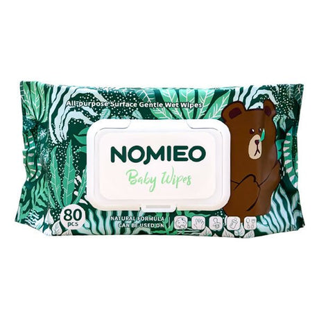 ក្រដាសសើម Nomieo Baby Wipes 80pcs - កន្សែងសើម ក្រដាសស្ងួត និងសំឡីត្បាលត្រចៀក (Wet Wipes, Dry Paper & Earwax)