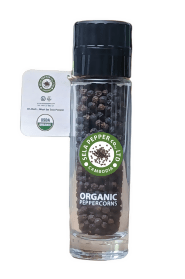 Organic Black Peppercorn in Glass Bottle with Adjustable Grinder 55g - Healthy Food