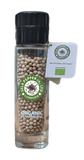 Organic White Peppercorn in Glass Bottle with Adjustable Grinder 60g - Healthy Food