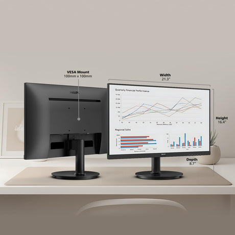 Philips 24 Inch Computer Monitor FHD 100Hz VA VESA Flicker-Free, 241V8LB - Accessories & Displays
