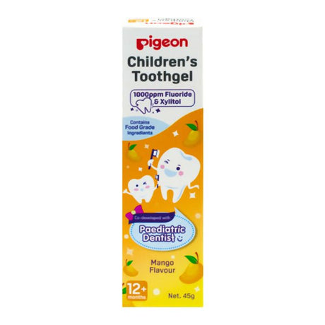 ថ្នាំដុសធ្មេញ Pigeon Mango Flavour Children's Toothgel 45g - ថ្នាំដុសធ្មេញកូនក្មេង មនុស្សធំ និងច្រាសដុសធ្មេញ (Baby Toothpaste, Adult Toothbrushes & Toothbrushes)