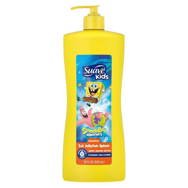 សាប៊ូក្មេង Suavekids Water Spongebob 3in1 Jellyfrsh Splash 828ml - សាប៊ូកក់ ដុសកូនក្មេង (Baby Shampoo Body Wash)