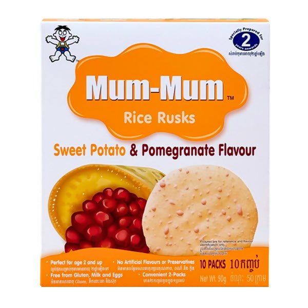 នំក្មេង Toddler Mum-Mum Organic Rice Biscuits Sweet Potato & Pomegranate - នំកូនក្មេង (Baby Cakes)