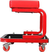 Torin TR6300 Red Rolling Creeper Garage/Shop Seat: Padded Mechanic Stool with Tool Tray Large - Tools