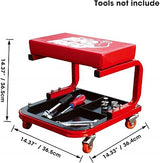 Torin TR6300 Red Rolling Creeper Garage/Shop Seat: Padded Mechanic Stool with Tool Tray Large - Tools