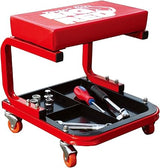 Torin TR6300 Red Rolling Creeper Garage/Shop Seat: Padded Mechanic Stool with Tool Tray Large - Tools