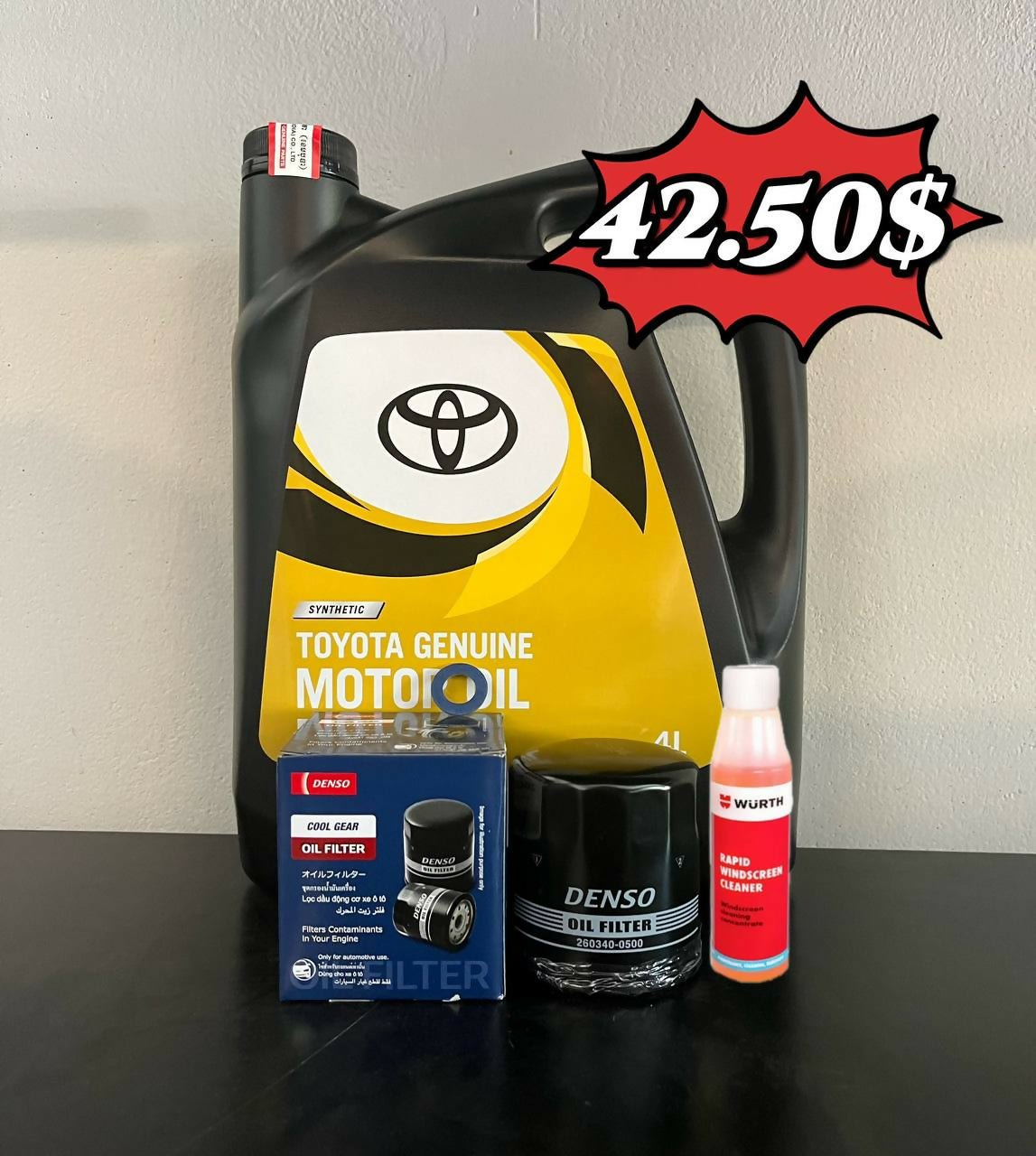 ប្រេងម៉ាស៊ីន Toyota 5w30 ប្រម៉ូសិនពិសេសមានថែម ✔️តម្រងមួយនិង ✔️ទឹកជូតកញ្ចក់មួយ - Automotive Parts