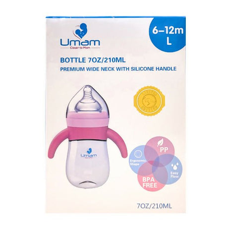 ដប Umam 7oz Wide Neck Silicone Handle Feeding Bottle - ដបដោះគោ ដបទឹក & ក្បាលប្តូរ (Milk Bottle Water Bottle & Changing Pads)