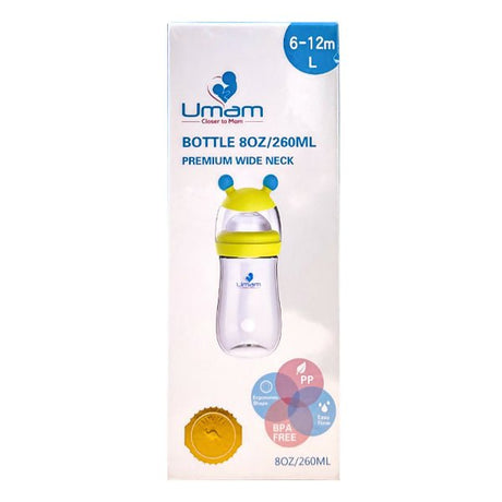 ដប Umam 8oz Premium Wide Neck Feeding Bottle 6 - 12m+ - ដបដោះគោ ដបទឹក & ក្បាលប្តូរ (Milk Bottle Water Bottle & Changing Pads)