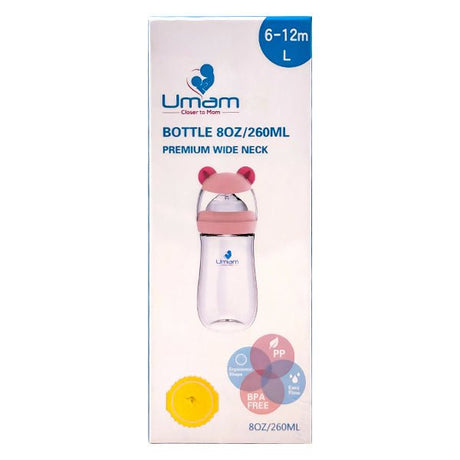 ដប Umam Pink 8oz Premium Wide Neck Feeding Bottle - ដបដោះគោ ដបទឹក & ក្បាលប្តូរ (Milk Bottle Water Bottle & Changing Pads)