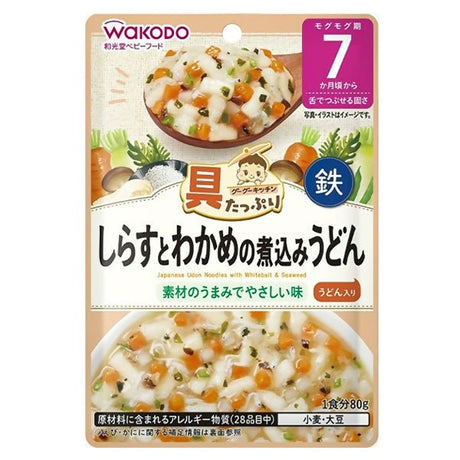 បបរក្មេង Wakodo Porridge Japanese Udon Noodle With Whitebait Seaweed 7m+ - អាហារក្មេង (Baby Food)