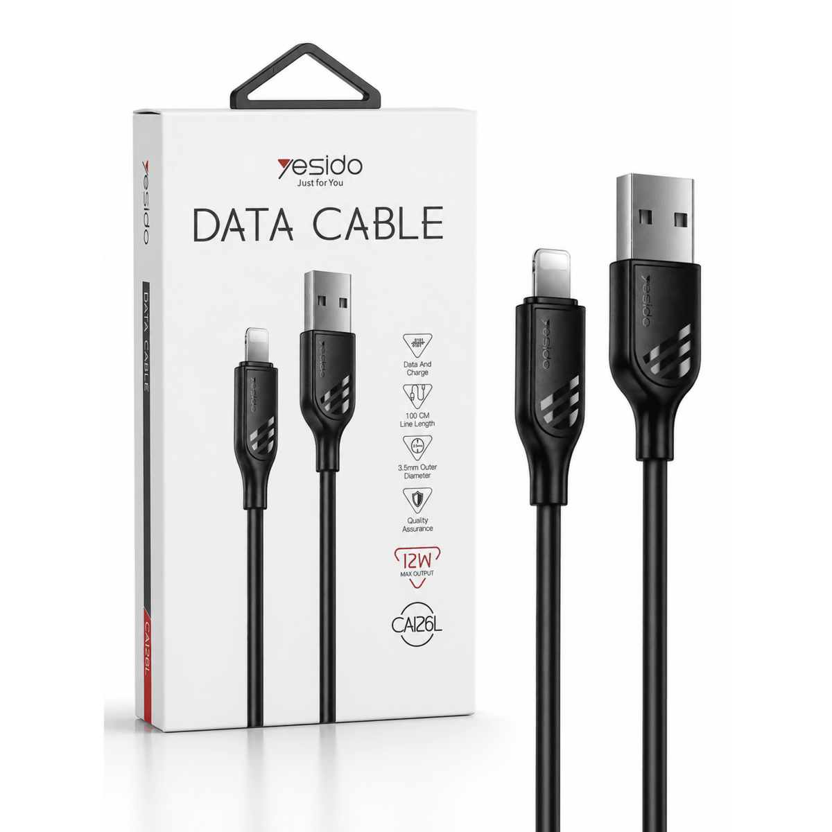 YESIDO CA126L 12W USB-A to Lightning Data & Charging Cable – 1 Meter - Charging Cable & Lightning Data