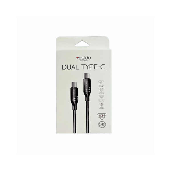 Yesido CA175 60W USB-C To USB-C Cable - Charging Cable & Lightning Data