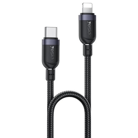 Yesido CA189 27W Type-C to 8 Pin Aluminum Alloy Data Cable, Length: 1.2m(Black) - Charging Cable & Lightning Data