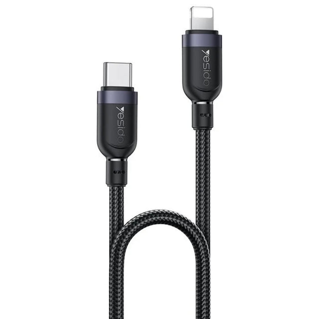 Yesido CA189 27W Type-C to 8 Pin Aluminum Alloy Data Cable, Length: 1.2m(Black) - Charging Cable & Lightning Data