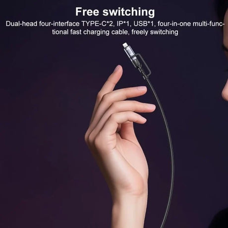 Yesido CA200 1.2m 60W USB / Type-C to Type-C / 8 Pin Fast Charging Data Cable(Black) - Charging Cable & Lightning Data