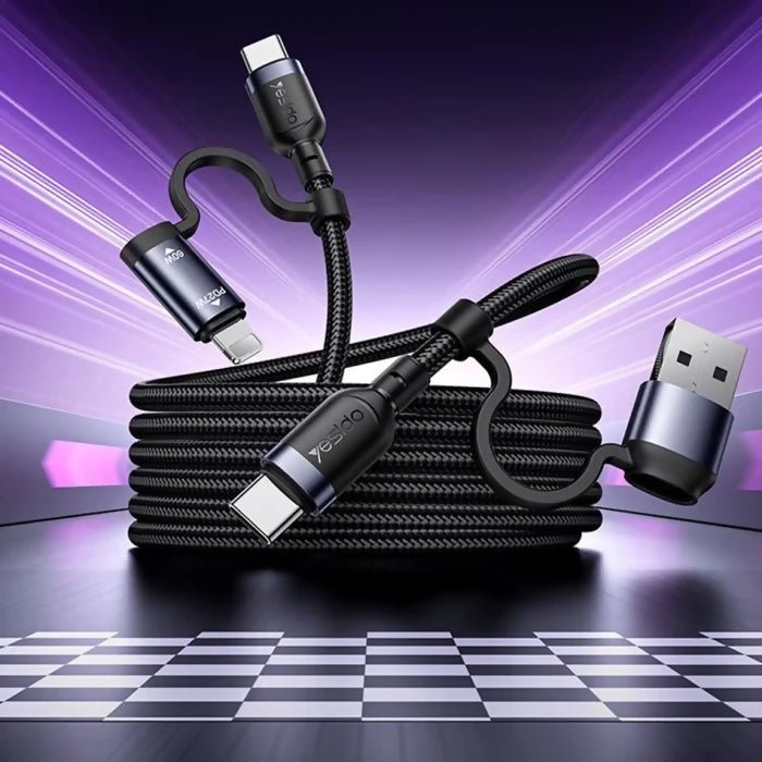Yesido CA200 1.2m 60W USB / Type-C to Type-C / 8 Pin Fast Charging Data Cable(Black) - Charging Cable & Lightning Data
