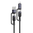 Yesido CA200 1.2m 60W USB / Type-C to Type-C / 8 Pin Fast Charging Data Cable(Black) - Charging Cable & Lightning Data