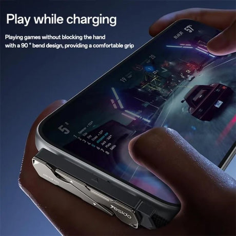 Yesido CA207 60W Type-C to Type-C Elbow Fast Charging Data Cable with Phone Holder, Length:1.2m(Gun Black) - Charging Cable & Lightning Data