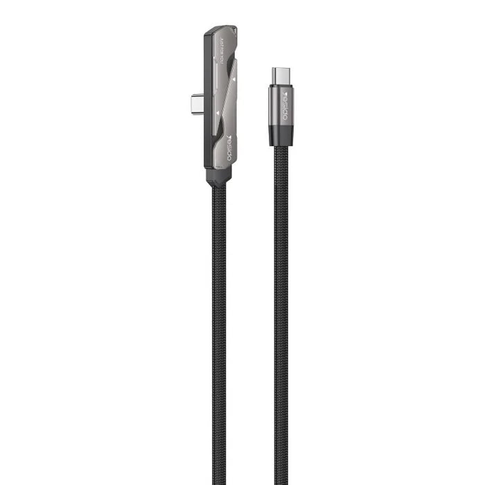 Yesido CA207 60W Type-C to Type-C Elbow Fast Charging Data Cable with Phone Holder, Length:1.2m(Gun Black) - Charging Cable & Lightning Data