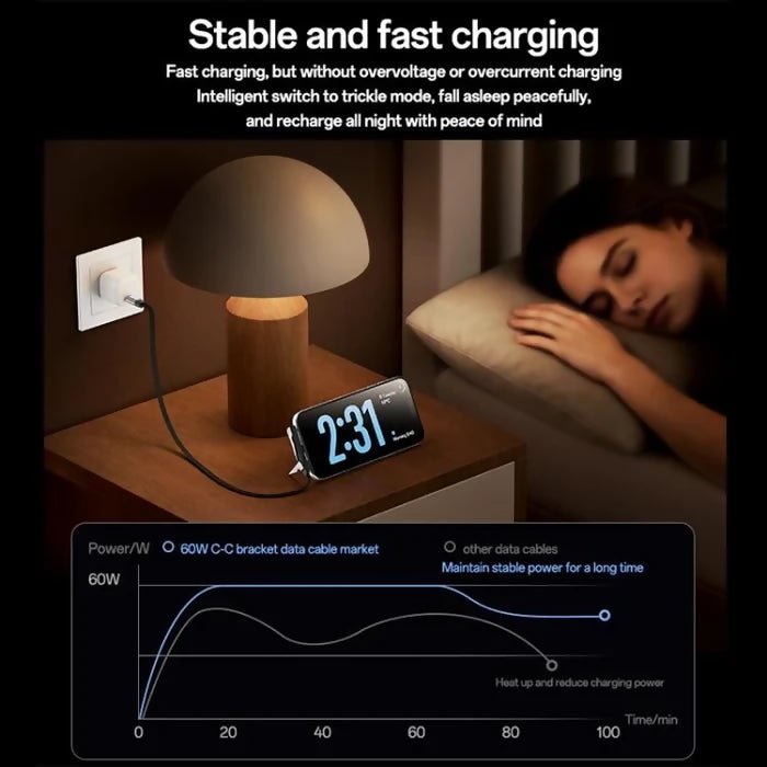 Yesido CA207 60W Type-C to Type-C Elbow Fast Charging Data Cable with Phone Holder, Length:1.2m(Gun Black) - Charging Cable & Lightning Data