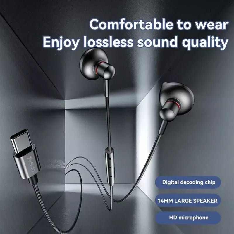 Yesido YH49 Type-C Digital Earphones Lossless Audio Wired Earbuds - Earphones
