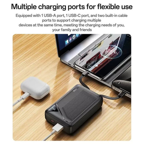 Yesido YP84 10000mAh Power Bank Digital Display 22.5W Fast Charging Portable Phone Charger with Built-in Type-C 8Pin Cable - Power Bank