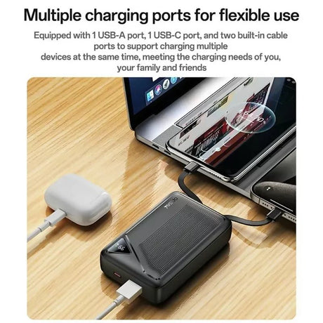 Yesido YP85 20000mAh Power Bank with Built In Type C + iP Cables Digital Display 22.5W Fast Charging Portable Charger - Power Bank