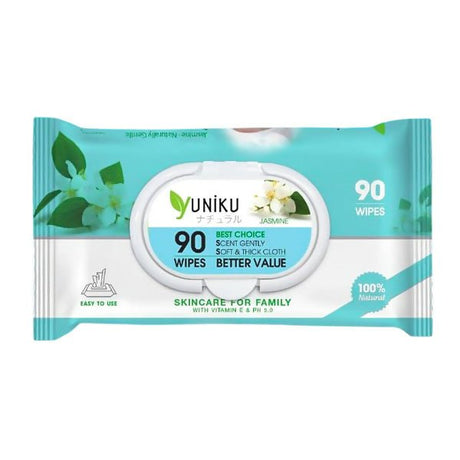 កន្សែងសើម Yuniku Wipes Jasmine 90pcs - កន្សែងសើម ក្រដាសស្ងួត និងសំឡីត្បាលត្រចៀក (Wet Wipes, Dry Paper & Earwax)
