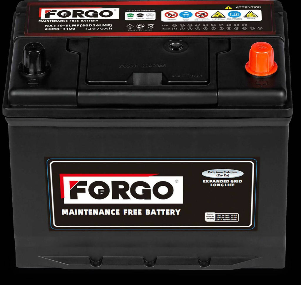 អាគុយឡាន(ស្ងួត) Car Battery - FORGO NX110-5LMF (80D26LMF) 70Ah