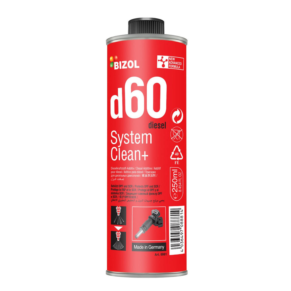 ប្រេងជំនួយ BIZOL Diesel System Clean+ d60 សម្អាតប្រព័ន្ធចំហេះនិង ប៊ិចម៉ាស៊ូតនិងការពារកំណកច្រែះស្នឹម - Additive