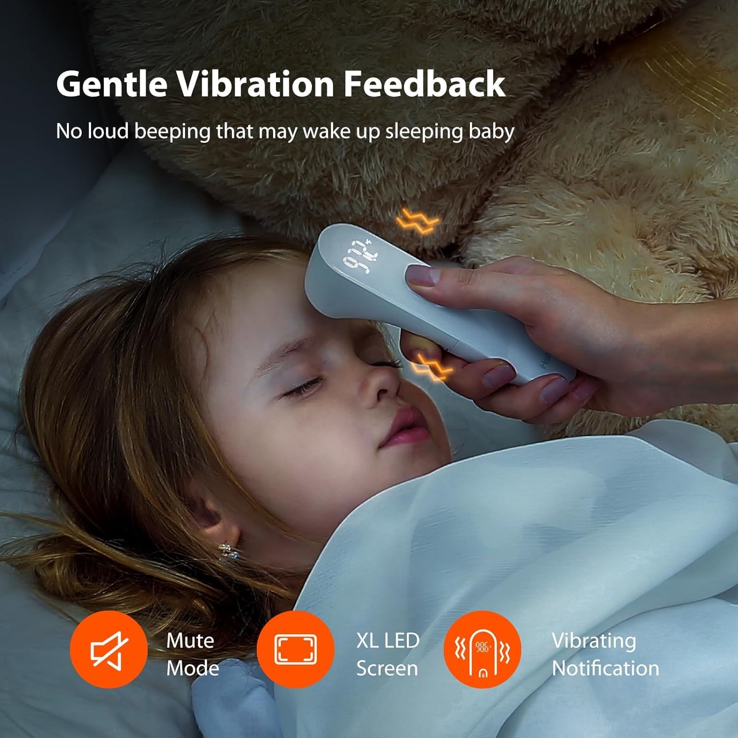 iHealth Smart Bluetooth Thermometer for Adults and Kids - Wireless No-Touch Digital Thermometer for Forehead - 3 Ultra-Sensitive Sensors, Large LED Digits, Vibration Mode - for Home Use, PT3SBT -